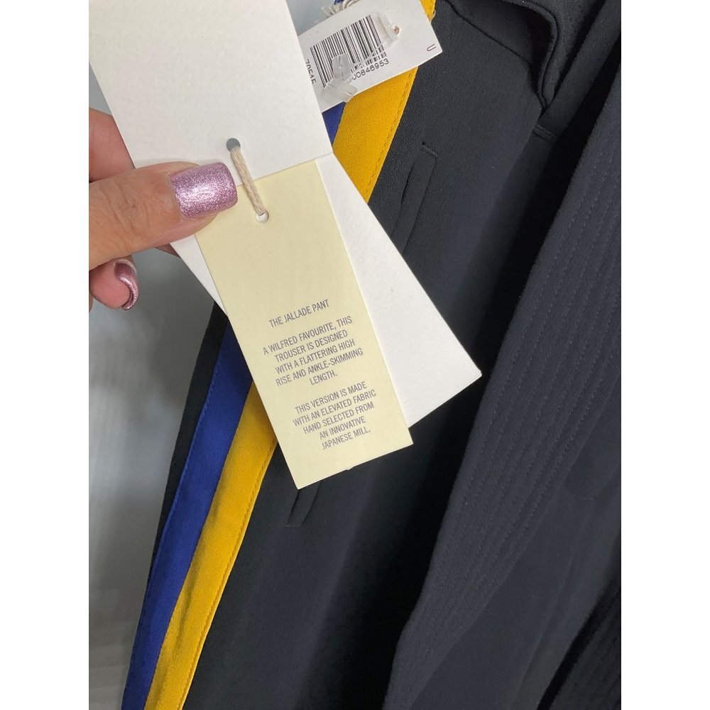 Nwt Wilfred Artizia Size 6 Jallade Wool Tie-Front Pants Black Yellow Blue - Picture 4 of 8